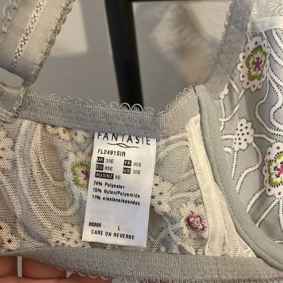 NWOT 30E FANTASIE Unlined bra with lace detail and cute flower pattern - Picture 4 of 5